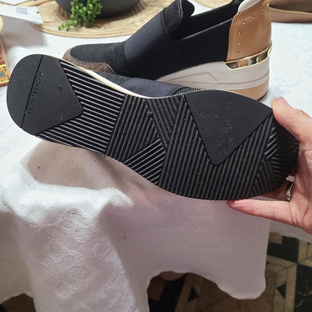 Michael Kors Black and Gold Slip-On Sneakers - Picture 5 of 5